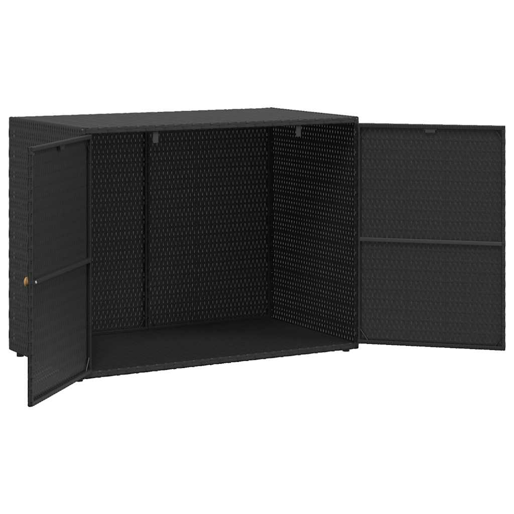 vidaXL 2 Door Black PE Rattan Garden Storage Cabinet Image 4