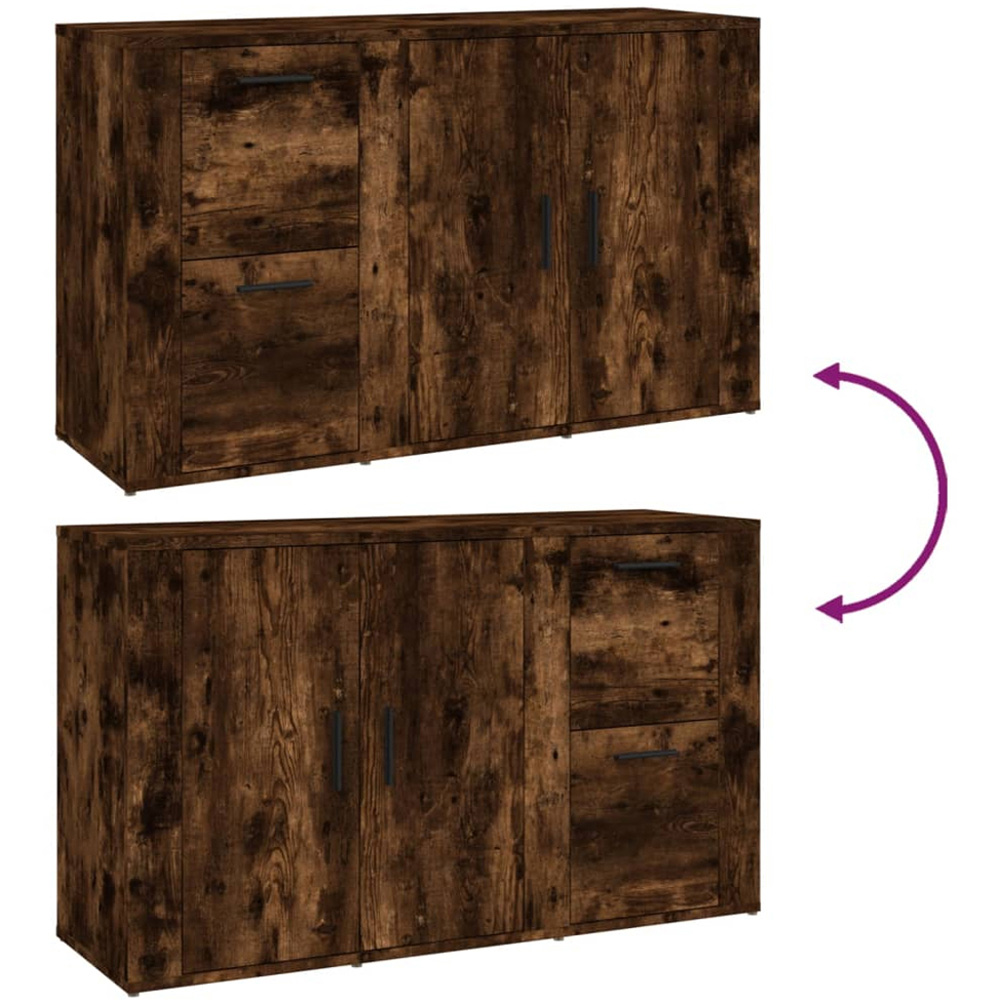 vidaXL 2 Door 2 Drawer Smoked Oak Sideboard Image 9
