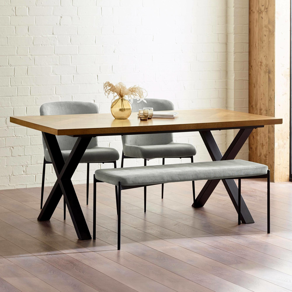 Julian Bowen Leonie 2 Seater Grey Velvet Dining Bench Image 8