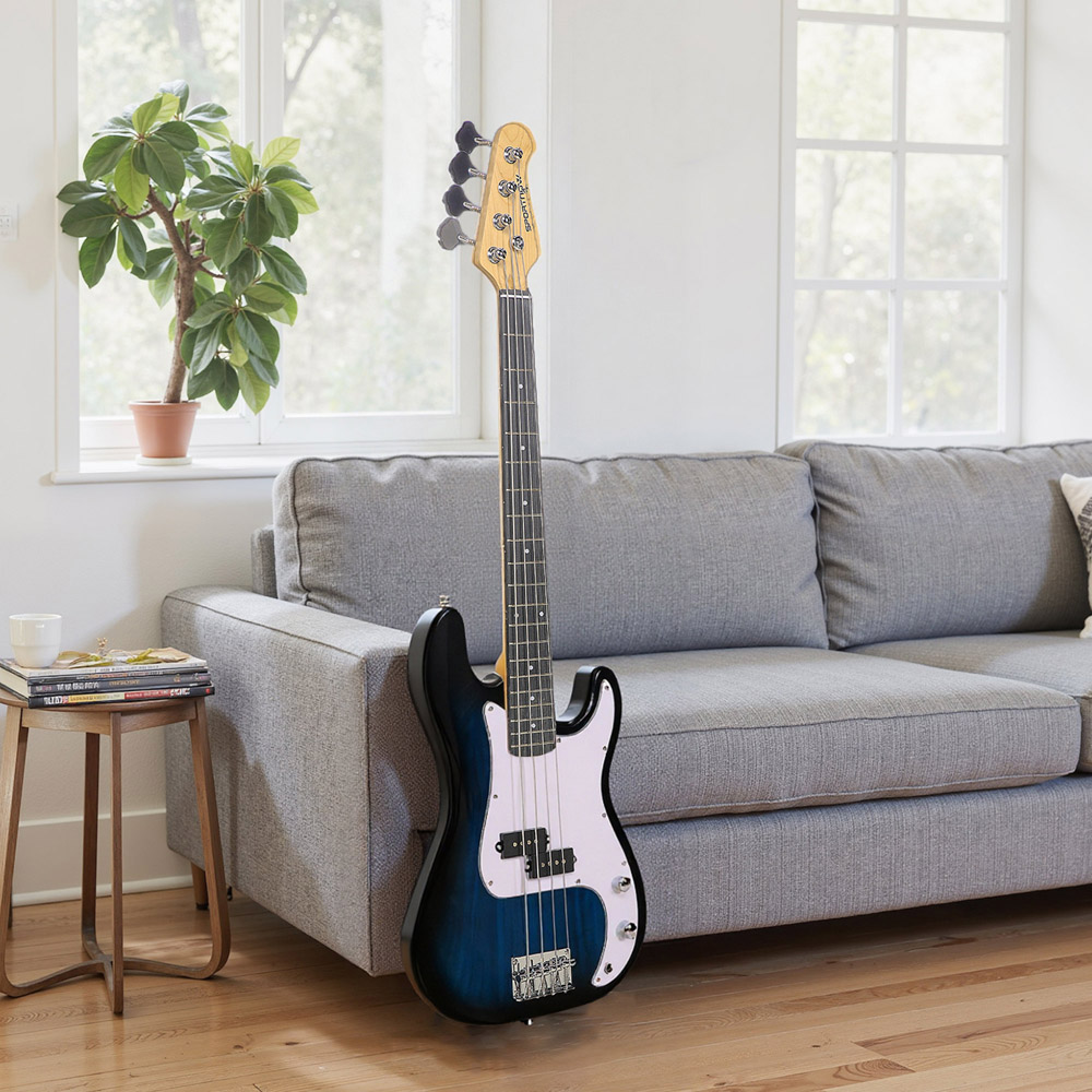 SPORTNOW Blue 4 String Beginner Full Size Electric Bass Guitar Set Image 4