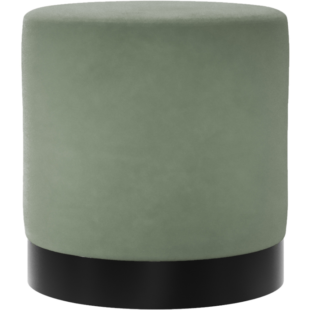 Lara Sage Velvet and Brushed Gold Small Pouffe Image 2