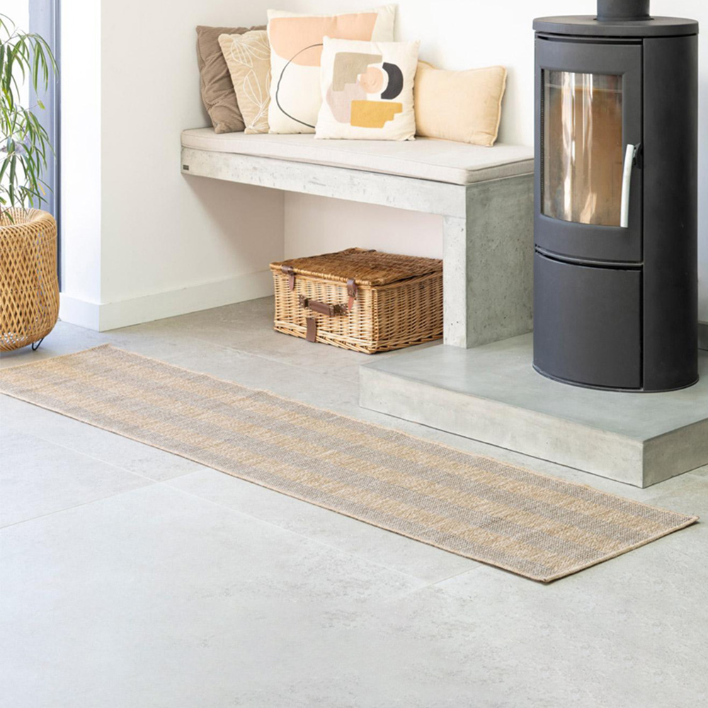 Kukoon Neutral Striped Handmade Rug 60 x 240cm Image 1