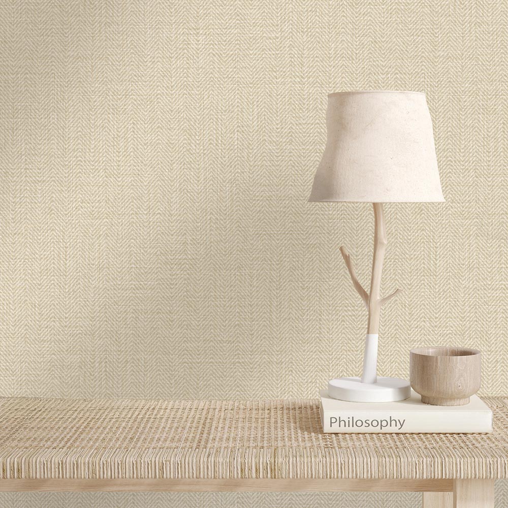 Belgravia Decor Zambaiti Parati Marrakech Herringbone Sand Wallpaper Image 2