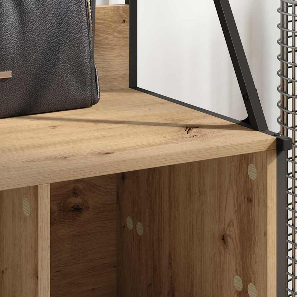 vidaXL 2 Shelf Artisan Oak Clothes Rack with Hanging Hooks Image 4