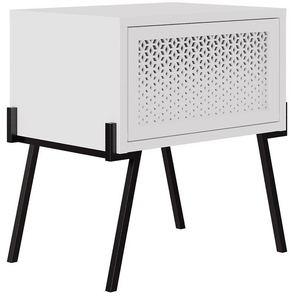 FWStyle Naive Single Door White Bedside Table Image 4