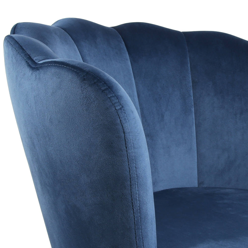 Flora Petal Back Accent Tub Chair Velvet Upholstery - Navy Image 6