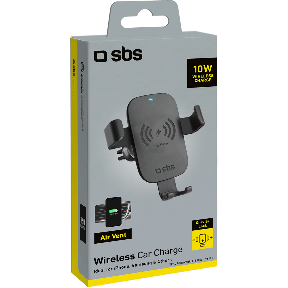 SBS TESUPGRAVWIRLITE10W Black In-Car Holder with Wireless Charger 10W Image 3