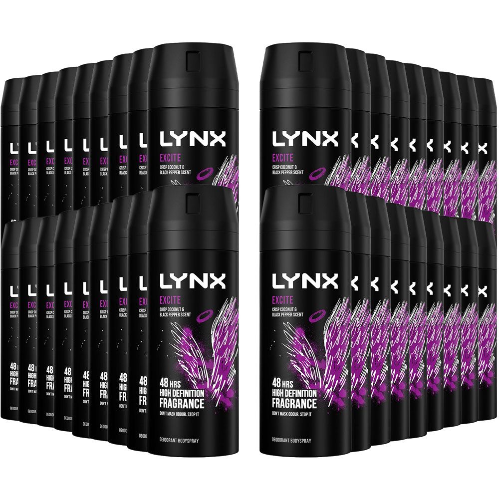 Lynx Excite Crisp Coconut and Black Pepper 48H Protection Deodorant Body Spray 150ml 36 Pack Image 1