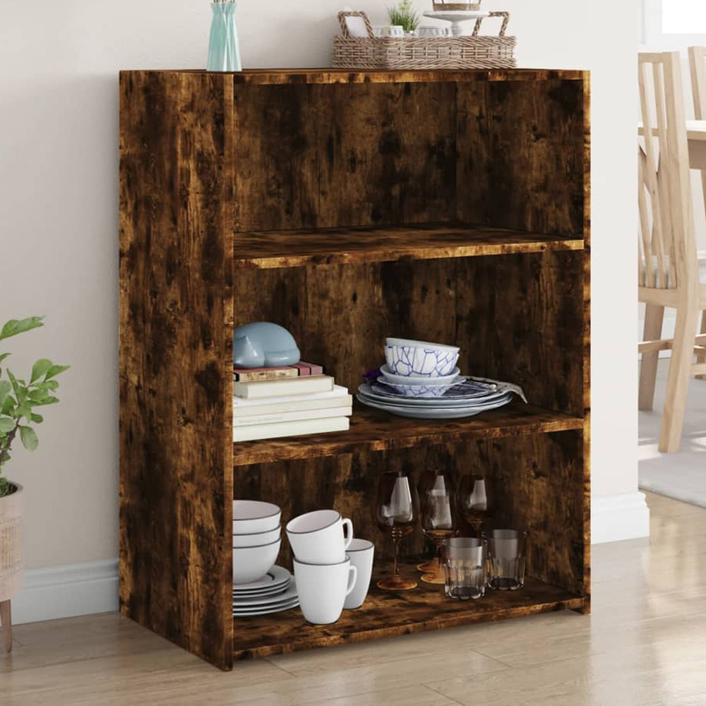 vidaXL 3 Shelf Smoked Oak Sideboard Image 1