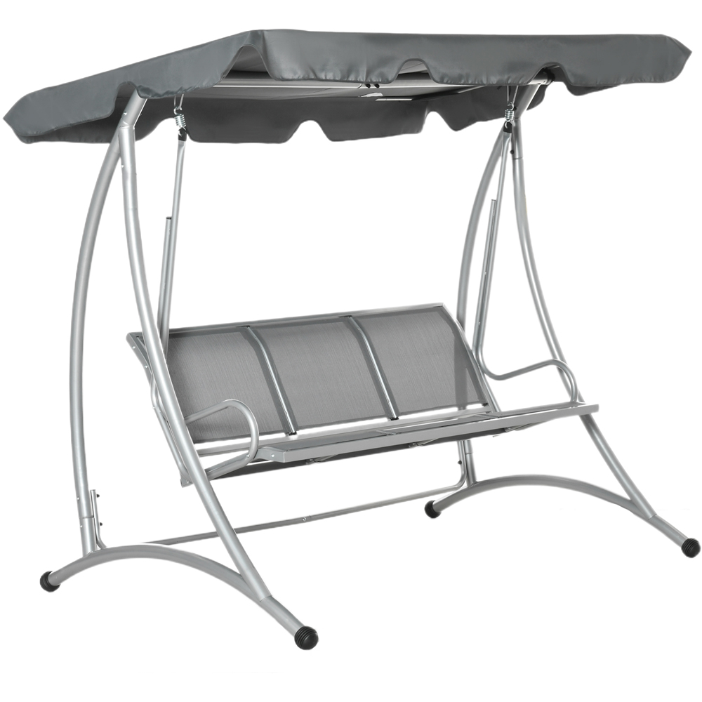 Outsunny 3 Seater Dark Grey Swing Chair with Canopy Image 2