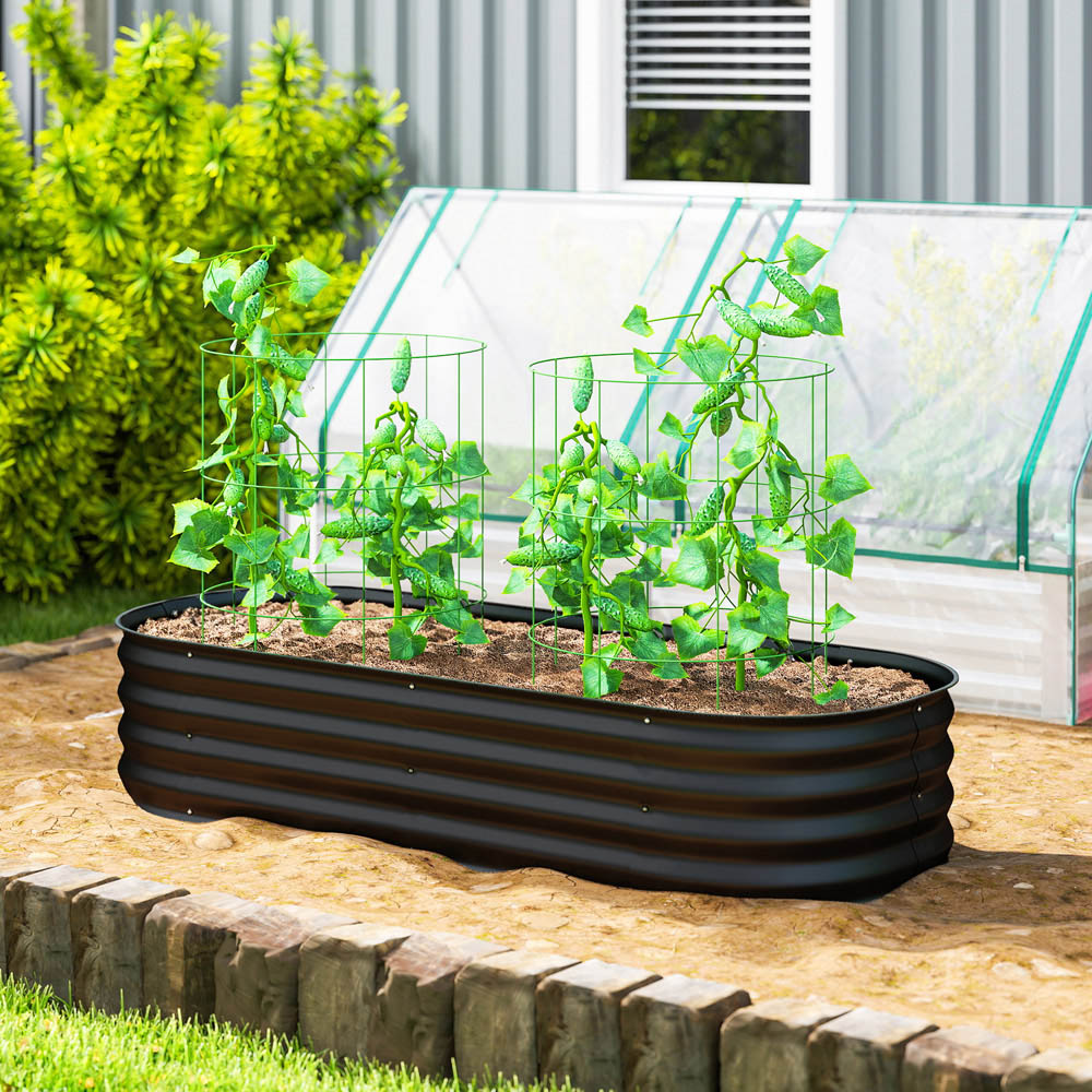 Outsunny Black Galvanised Raised Garden Bed with Safety Edging 30 x 150 x 62cm Image 2