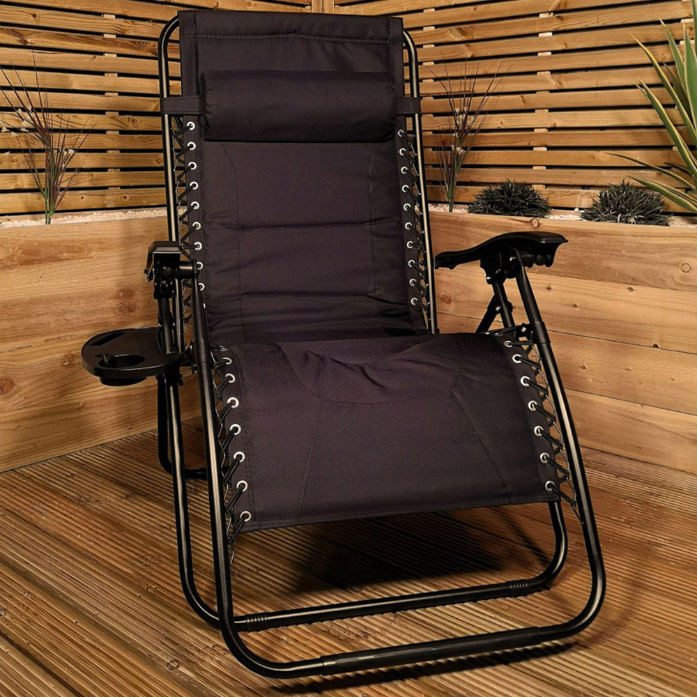 Samuel Alexander Black Multi Position Garden Sun Lounger Image 1