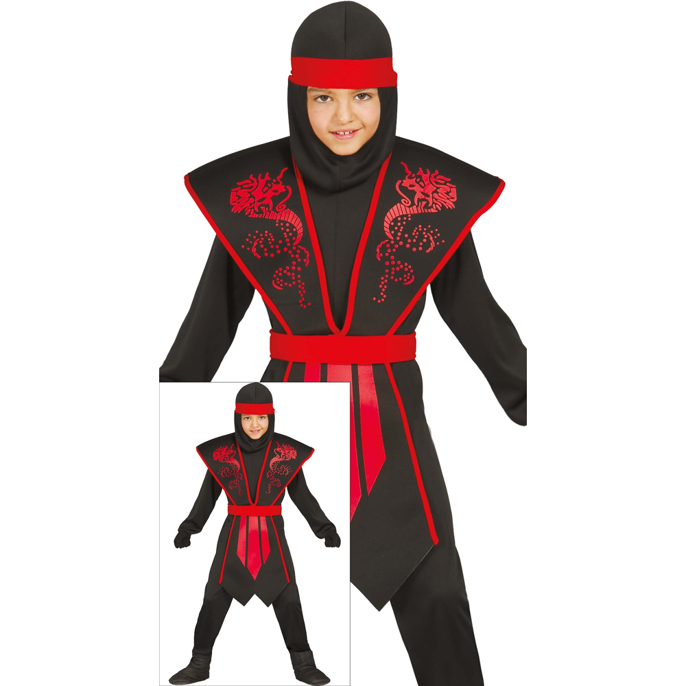 Fiestas Guirca Kids Ninja Shadow Black and Red Halloween Costume 5 to 6 Years Image 2
