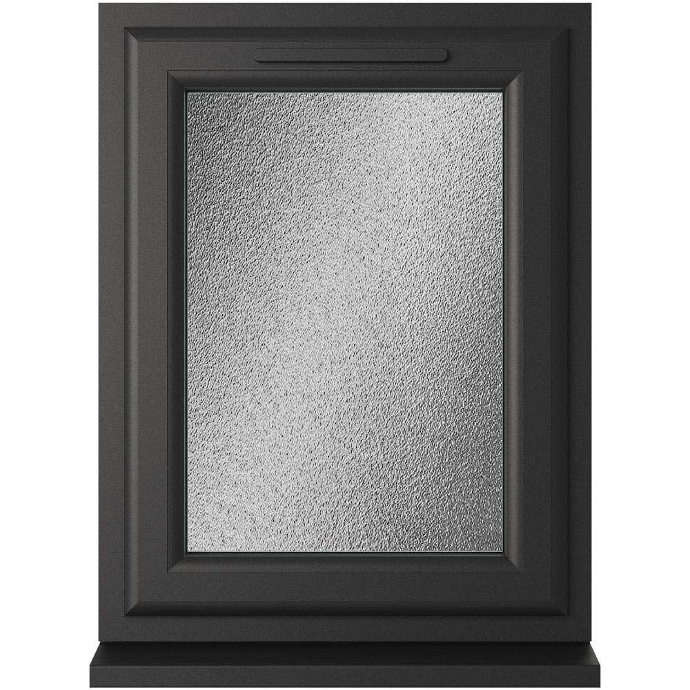 Crystal Black and White LH Side Hung Obscure Double Glazed Window 610 x 820mm Image 1