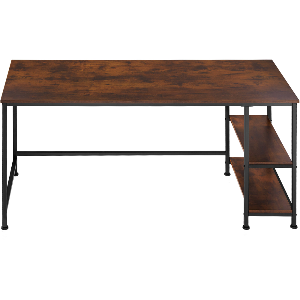 tectake Canton 2 Compartment Dark Wood Desk Image 3