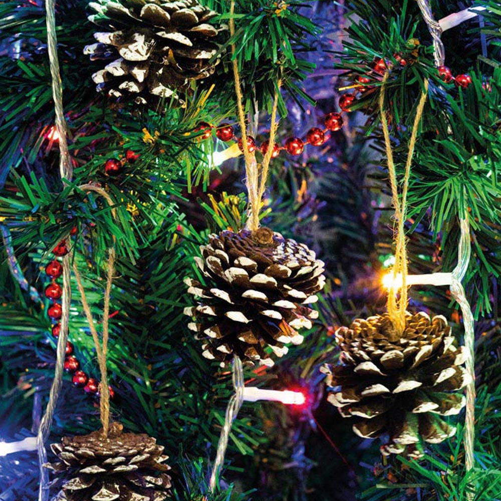 St Helens White Hanging Pine Cone Decoration 6 Pack Image 3