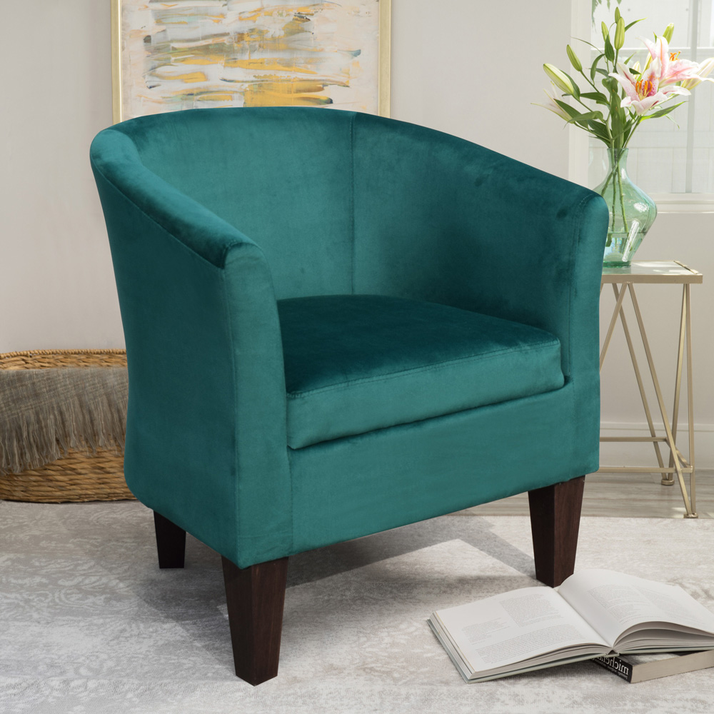 Comfy Living Green Brushed Velvet Tub Chair Image 3