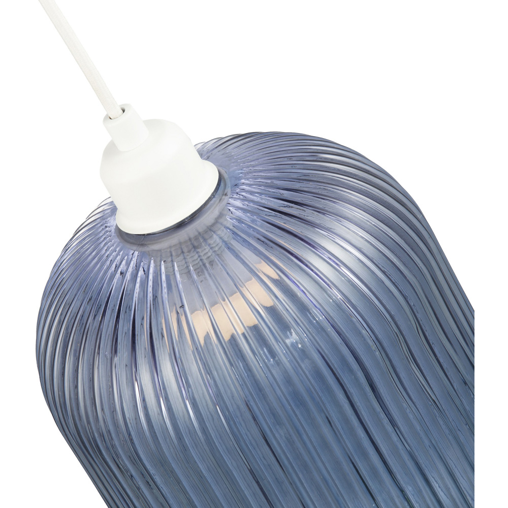 Happy Homewares Chic Navy Midnight Blue Line Ribbed Glass Pendant Shade Image 4