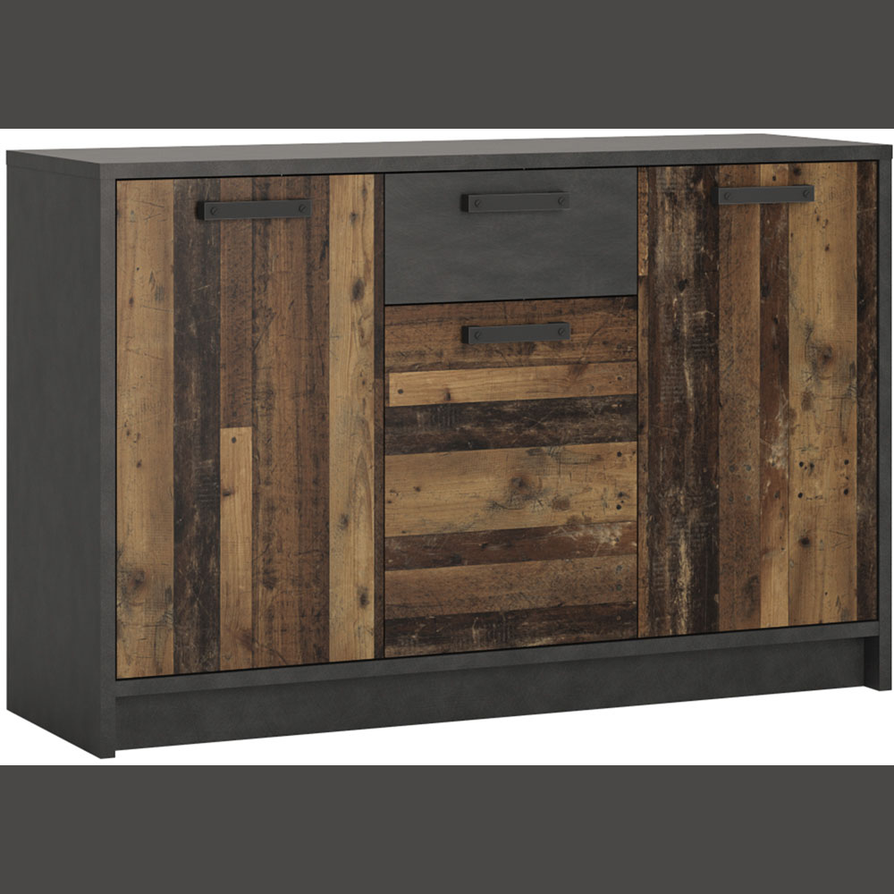 Florence Brooklyn 3 Door Single Drawer Walnut and Dark Matera Grey Cabinet Image 2