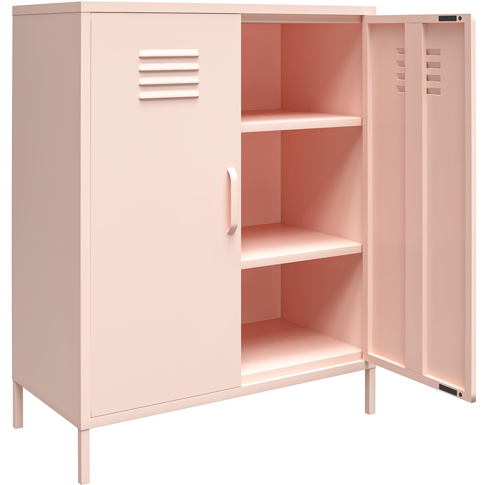 Dorel Mission District 2 Door 3 Shelf Pink Metal Storage Cabinet Image 4