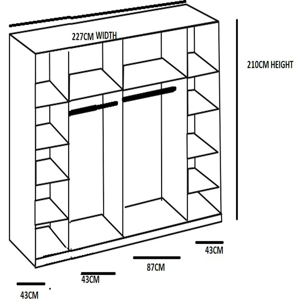 TJ'S Hanover 2 Sliding Door 2 Hinged Door White Wardrobe Image 4
