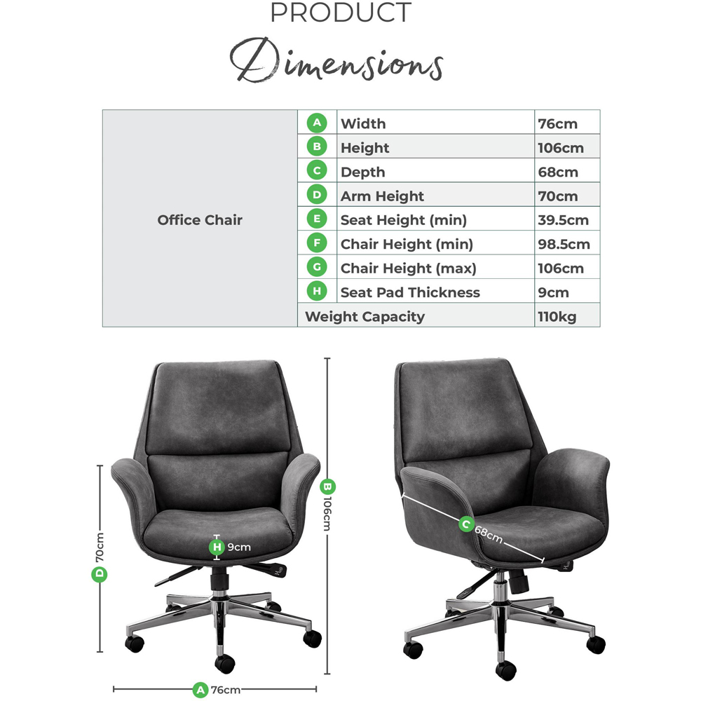 Furniturebox Omega Luxury Black Faux Leather and Silver Office Chair Image 9