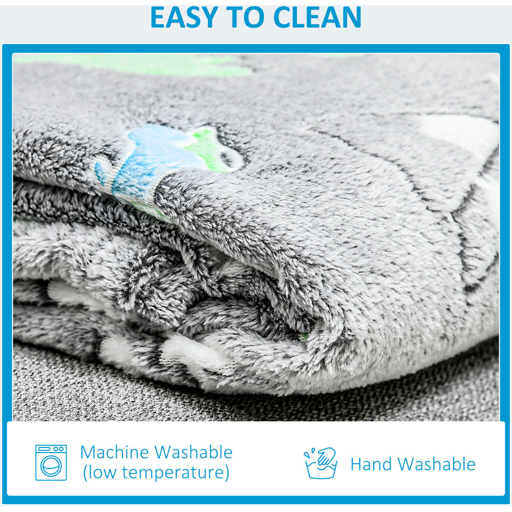 Kids Dinosaur Luminous Grey Fleece Blanket 203 x 152cm Wilko