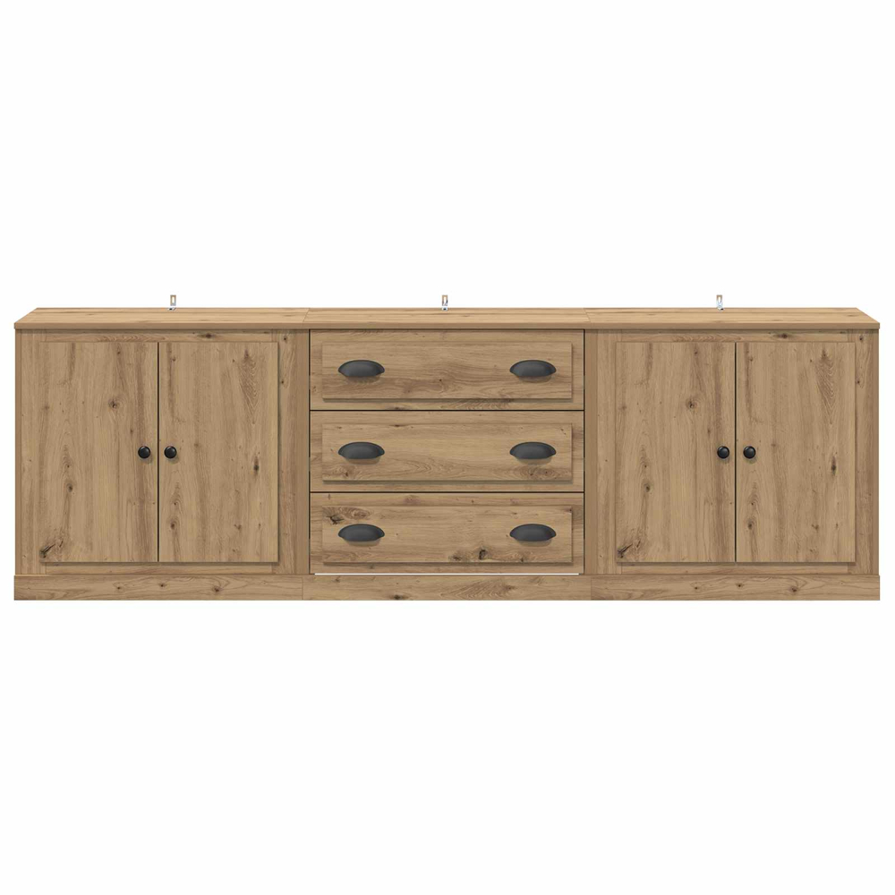 vidaXL 4 Door 3 Drawer Artisan Oak Modern Sideboard Set of 3 Image 7