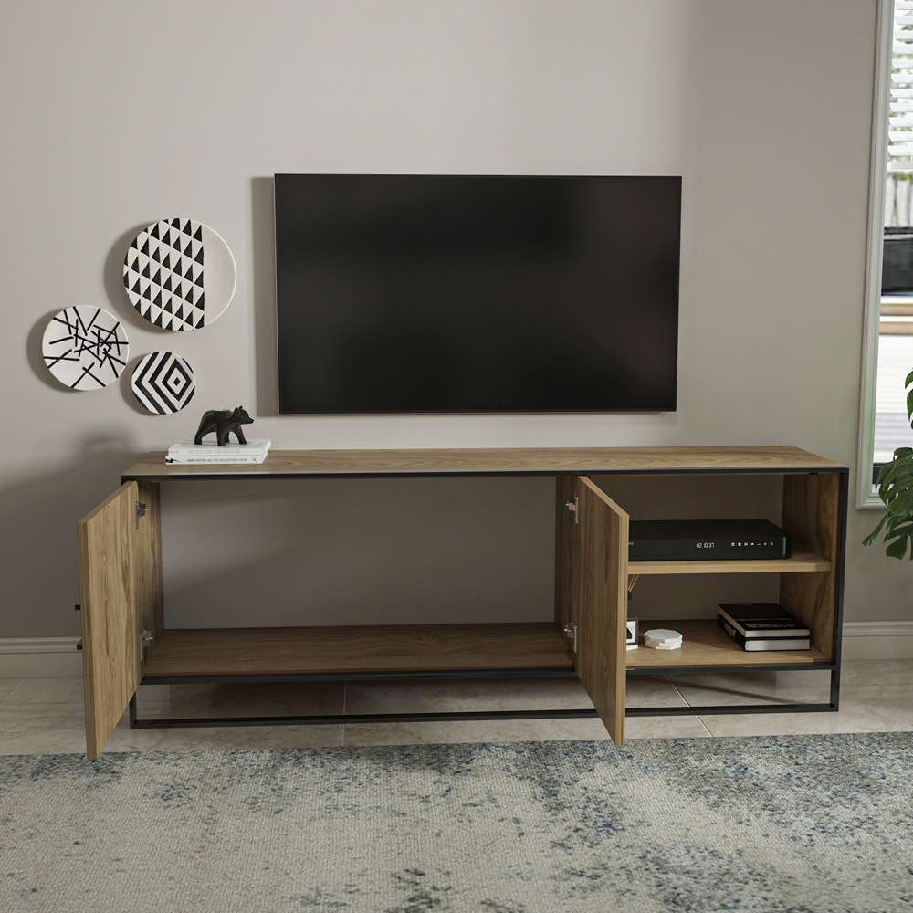 Decorotika Polka 2 Door Oud and Black TV Unit Image 4