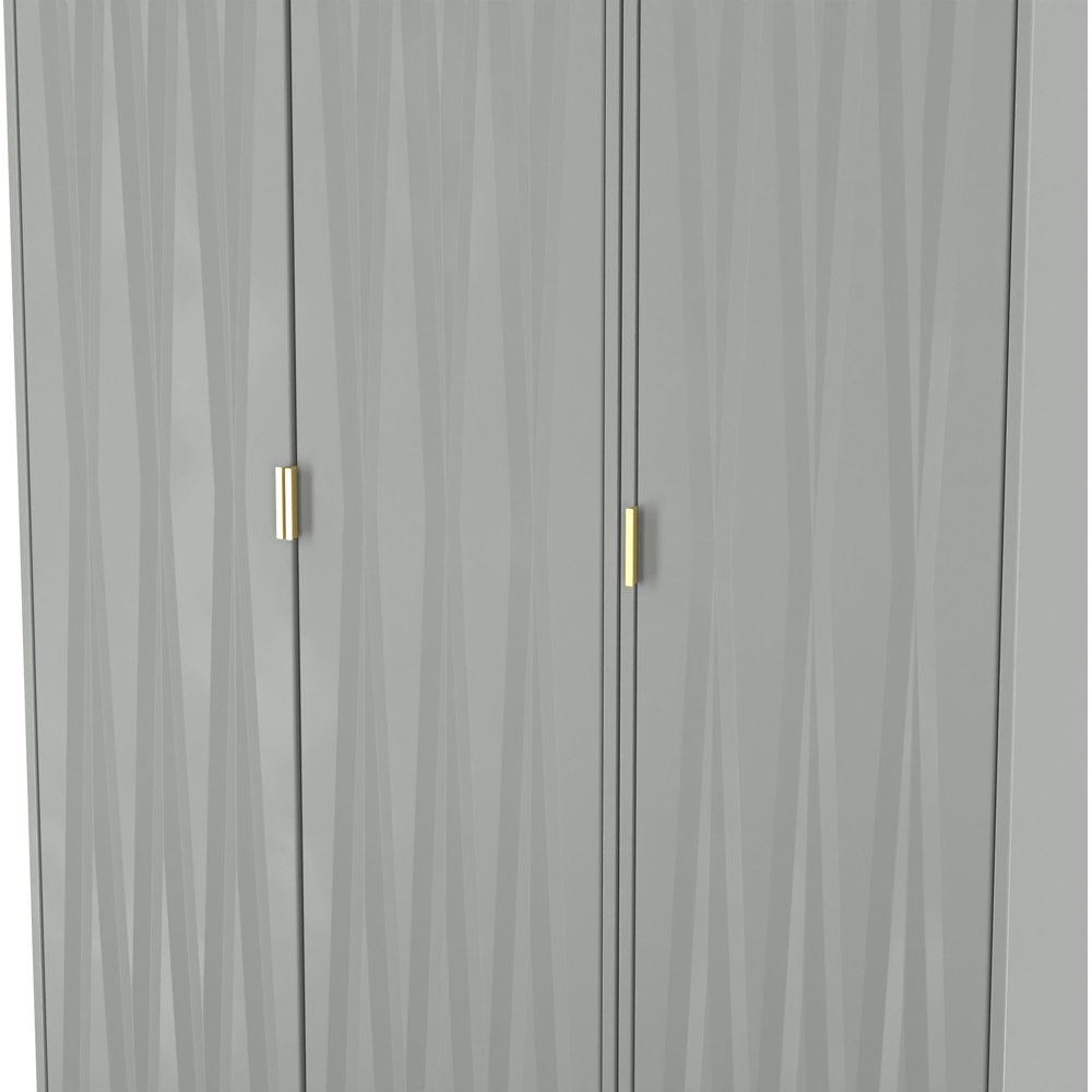 Crowndale Diamond 3 Door Dusk Grey Tall Wardrobe Ready Assembled Image 5