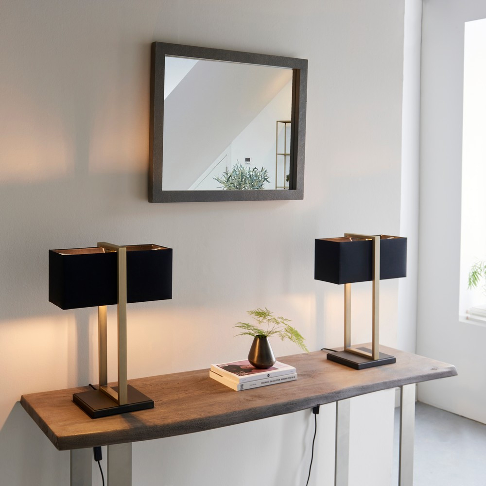 Merano Livigno Matt Black Antique Brass Table Lamp Image 7