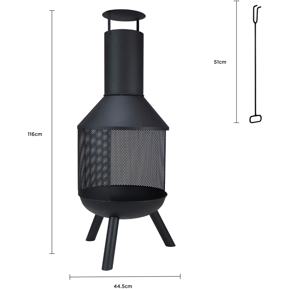 Charles Bentley Snug Palma Black Round Steel Modern Patio Heater Chimenea Image 9