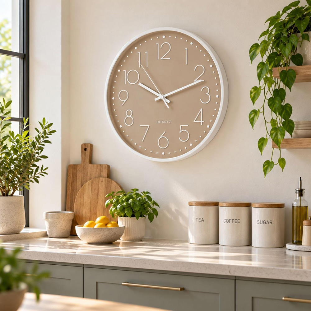 Marco Paul Light Brown Round Wall Clock 30cm Image 2