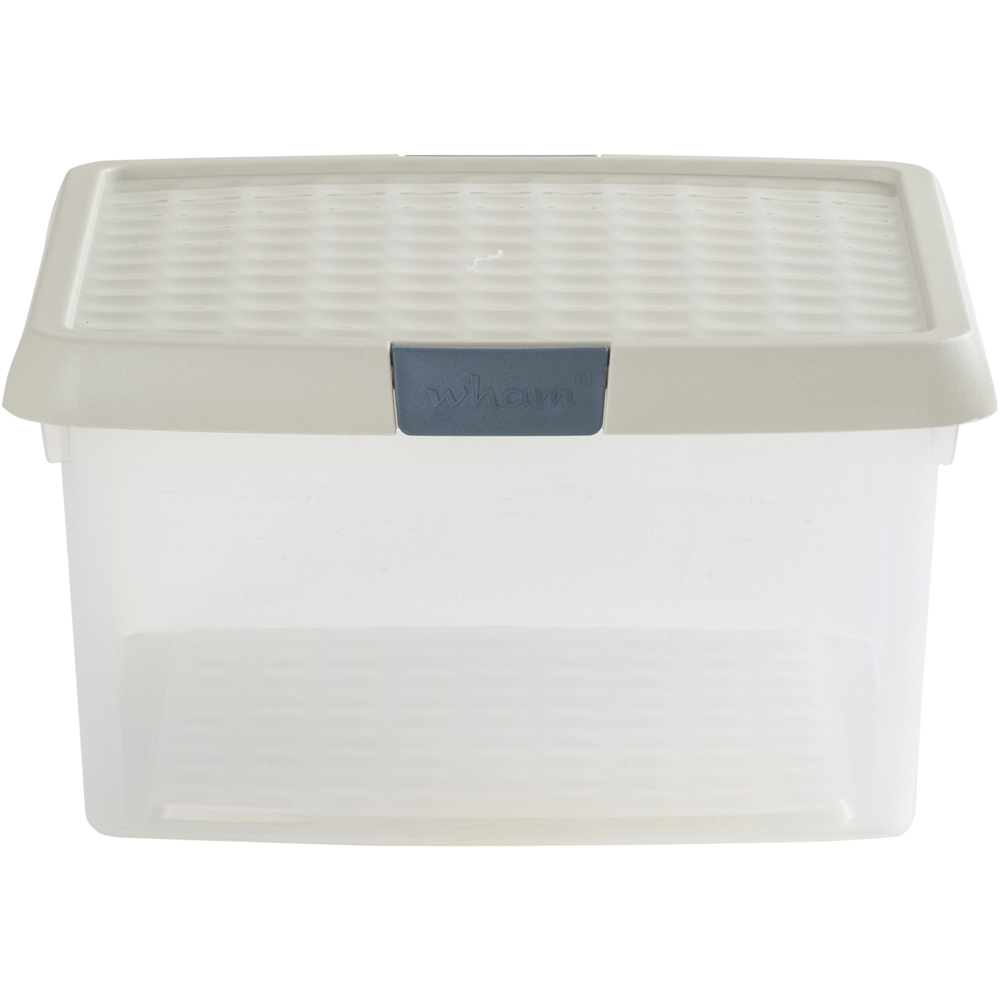 Wham Clip 9L Clear Stone and Slate Grey Square Storage Box with Lid 3 Pack Image 4