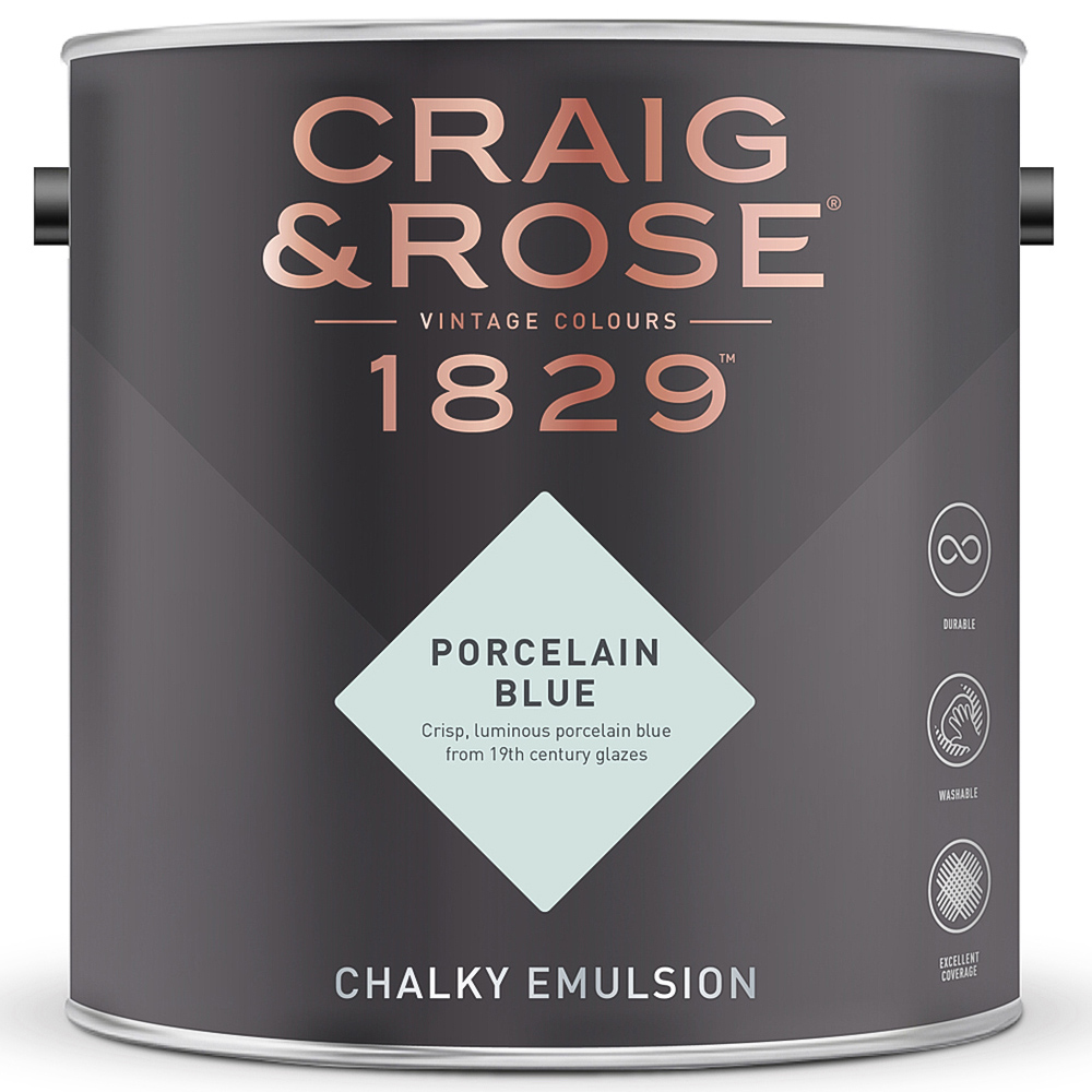 Craig & Rose 1829 Vintage Walls and Ceilings Porcelain Blue Chalky Matt Emulsion Paint 2.5L Image 2