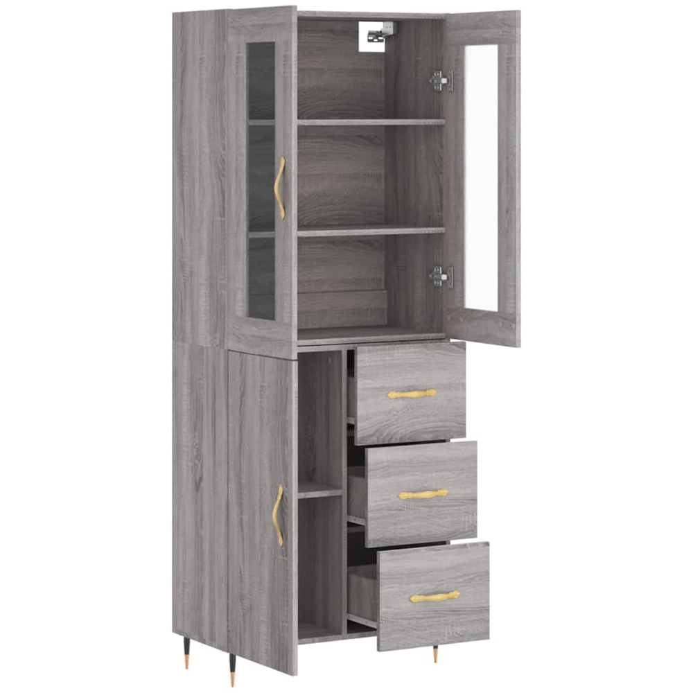 vidaXL 3 Door 3 Drawer Grey Sonoma Highboard Image 4