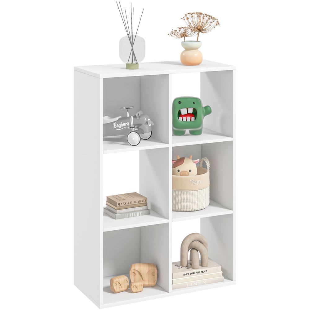 HOMCOM 6 Cube White Bookshelf Image 2