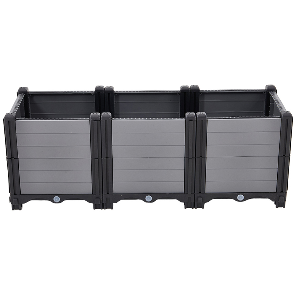 Living and Home Grey and Black Plastic Deep Raised Garden Bed Kit 33 x 90 x 30cm Image 1