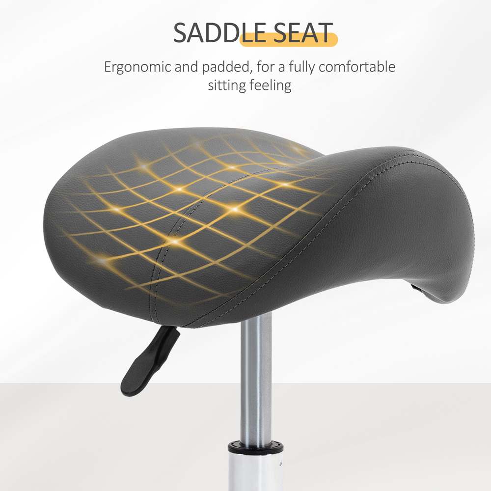 Portland Grey Adjustable Rolling Salon Saddle Stool Image 6