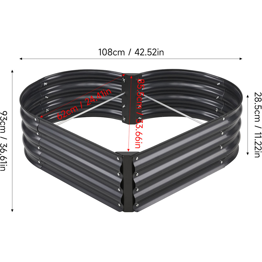 Living and Home Heart-Shaped Galvanised Steel Raised Garden Bed 28.5 x 108cm Image 8