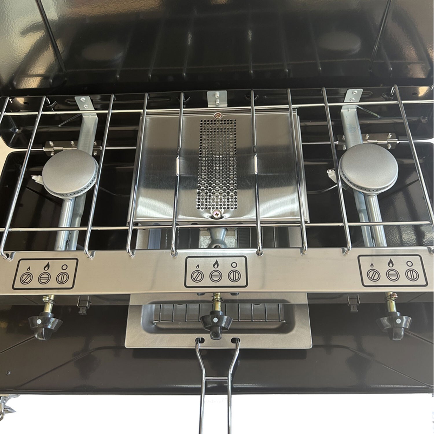 Portable Double Burner Gas Grill Black Image 2