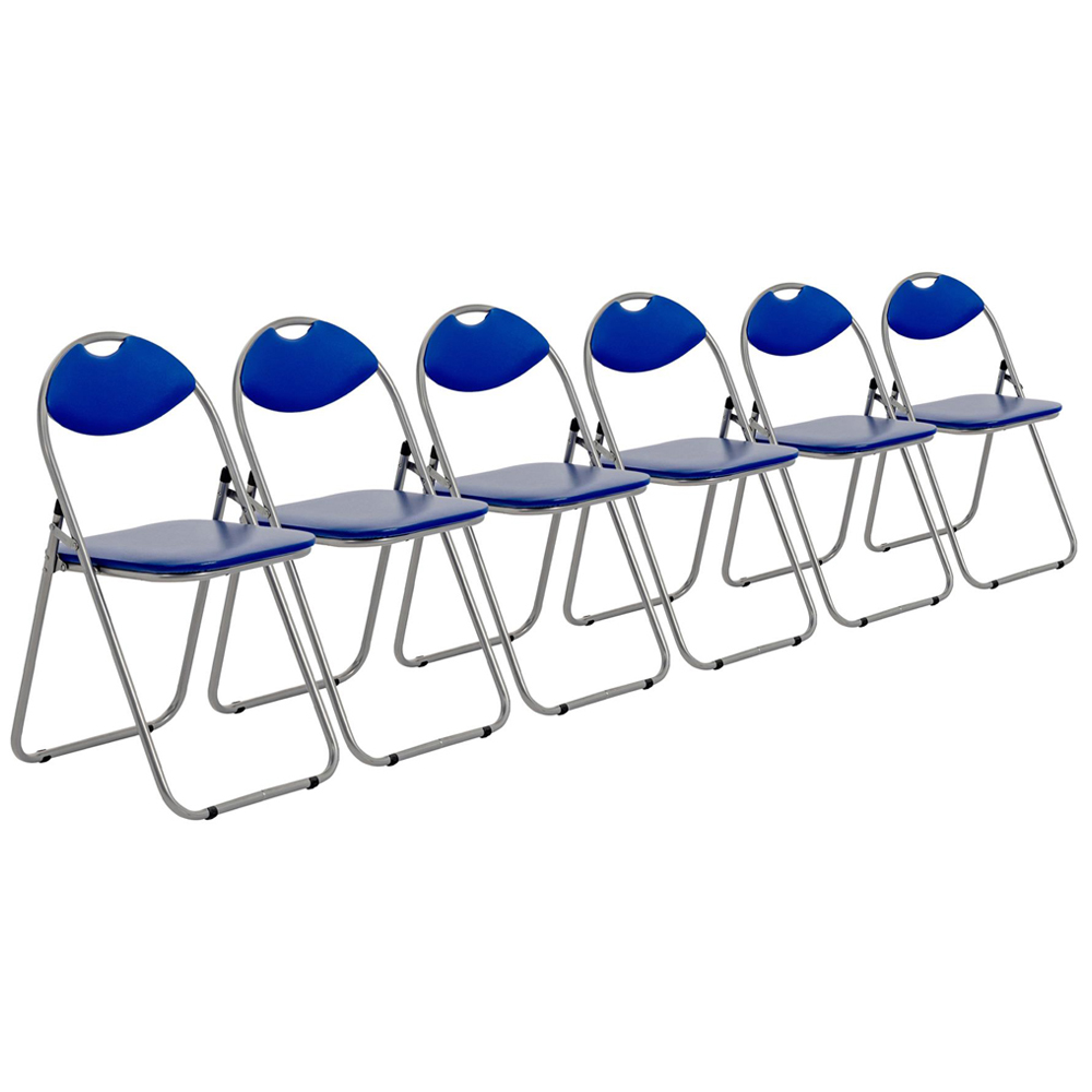 Harbour Housewares Set of 6 Blue and Silver Foldable Padded Chair Image 2