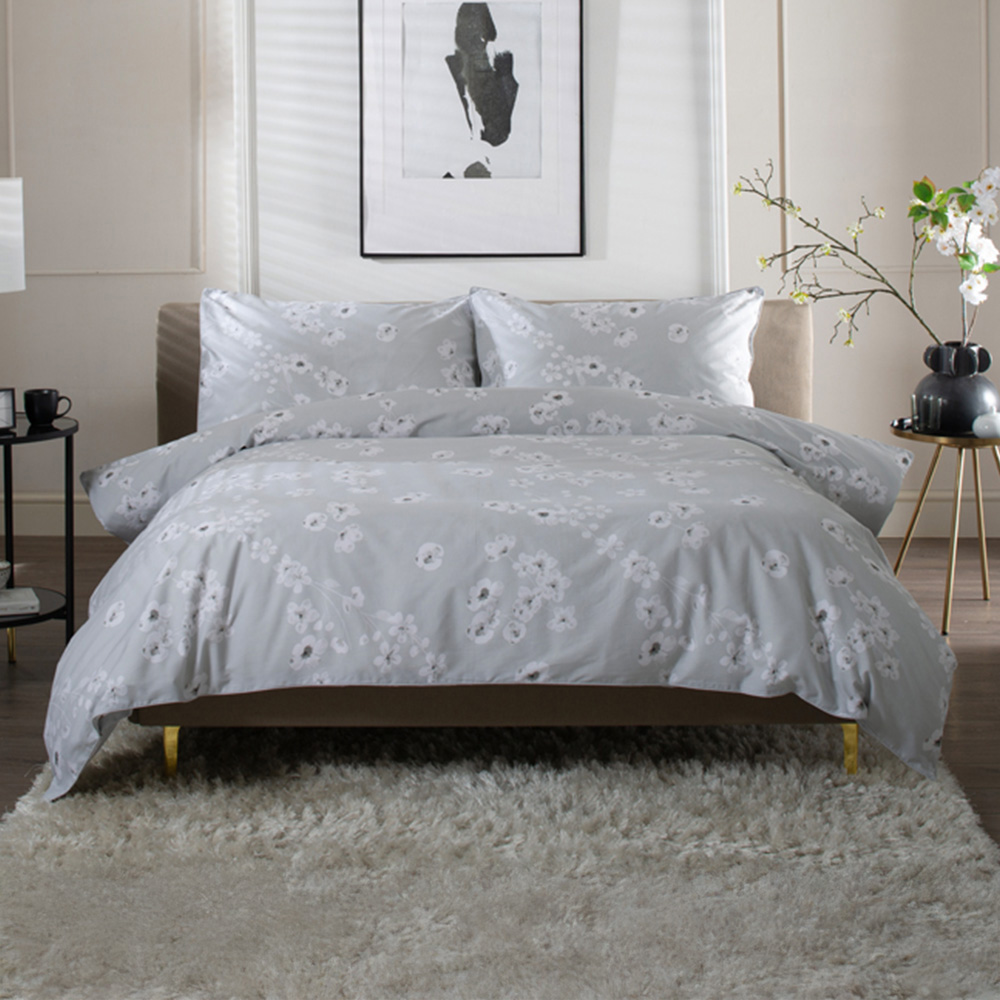 The Lyndon Company Petite Fleure Single Grey Duvet Set Image 1