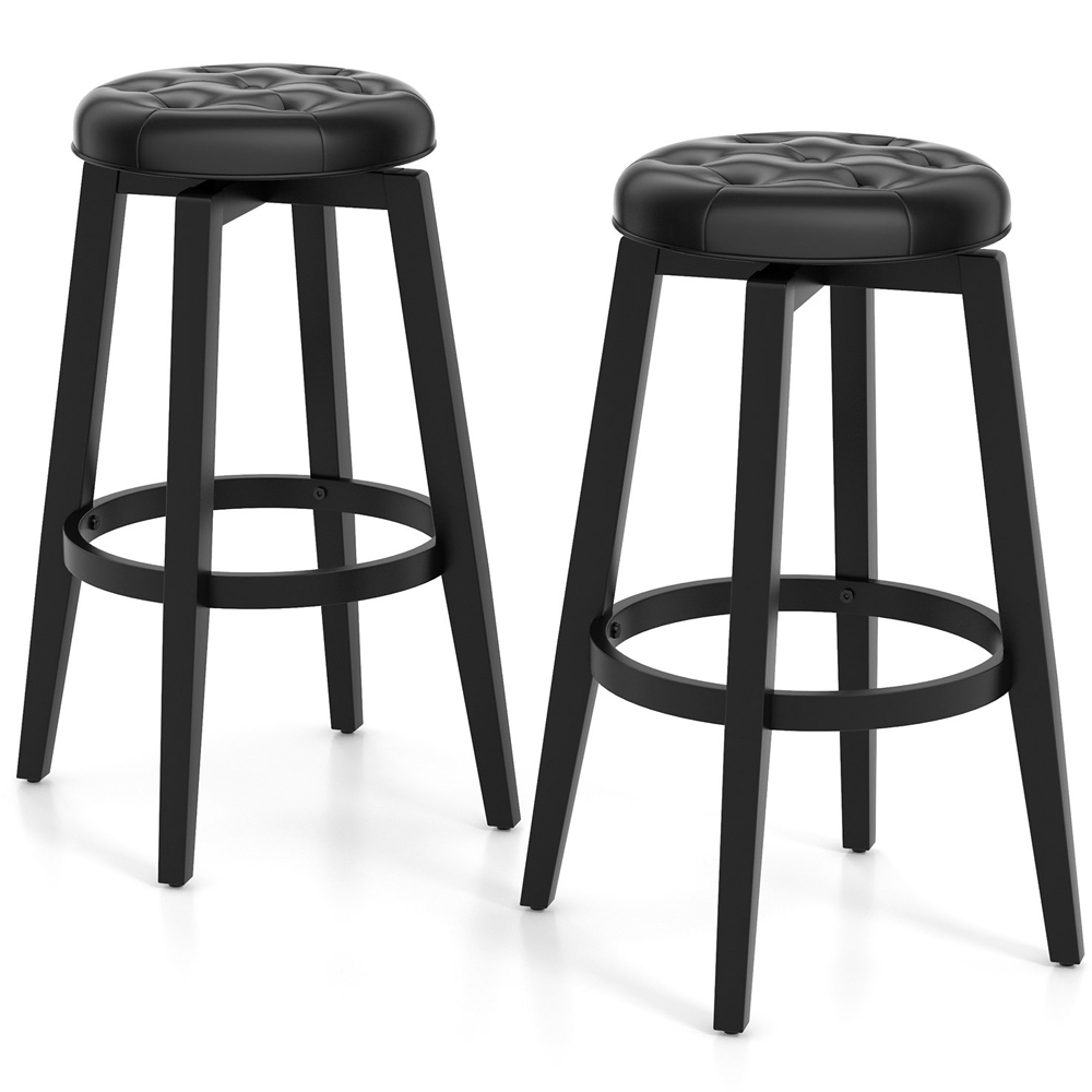 Costway Black Swivel Bar Stool Set of 2 Image 2