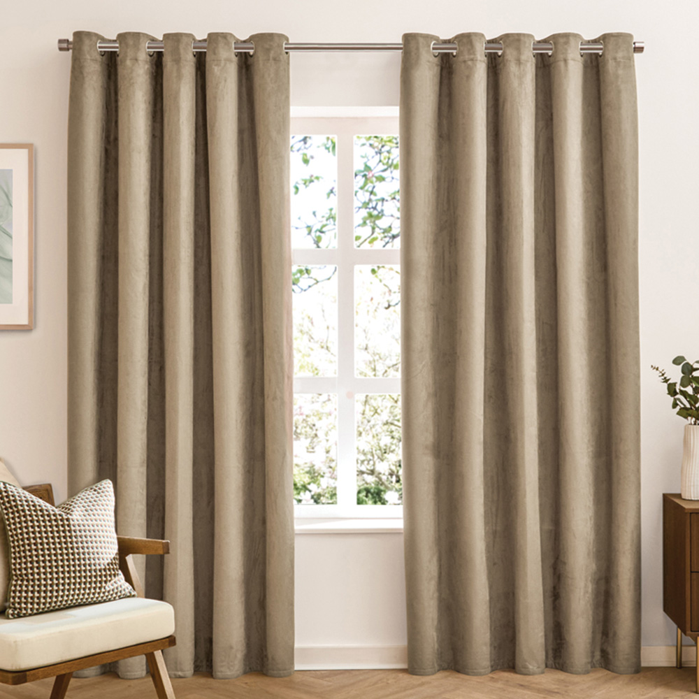 Furn Verso Mocha Reversible Suede-Look Blackout Eyelet Curtains 168 x ...