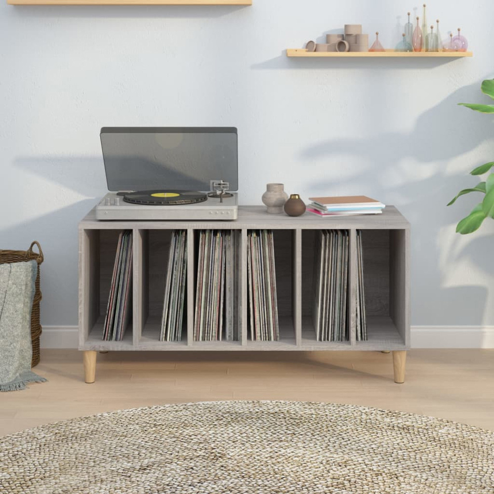 vidaXL 6 Shelf Grey Sonoma Record Cabinet Image 7