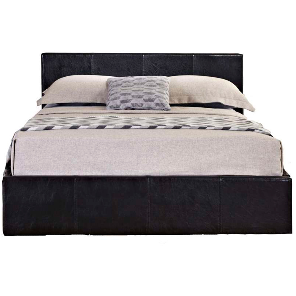 Berlin Small Double Brown Faux Leather Ottoman Bed Image 2