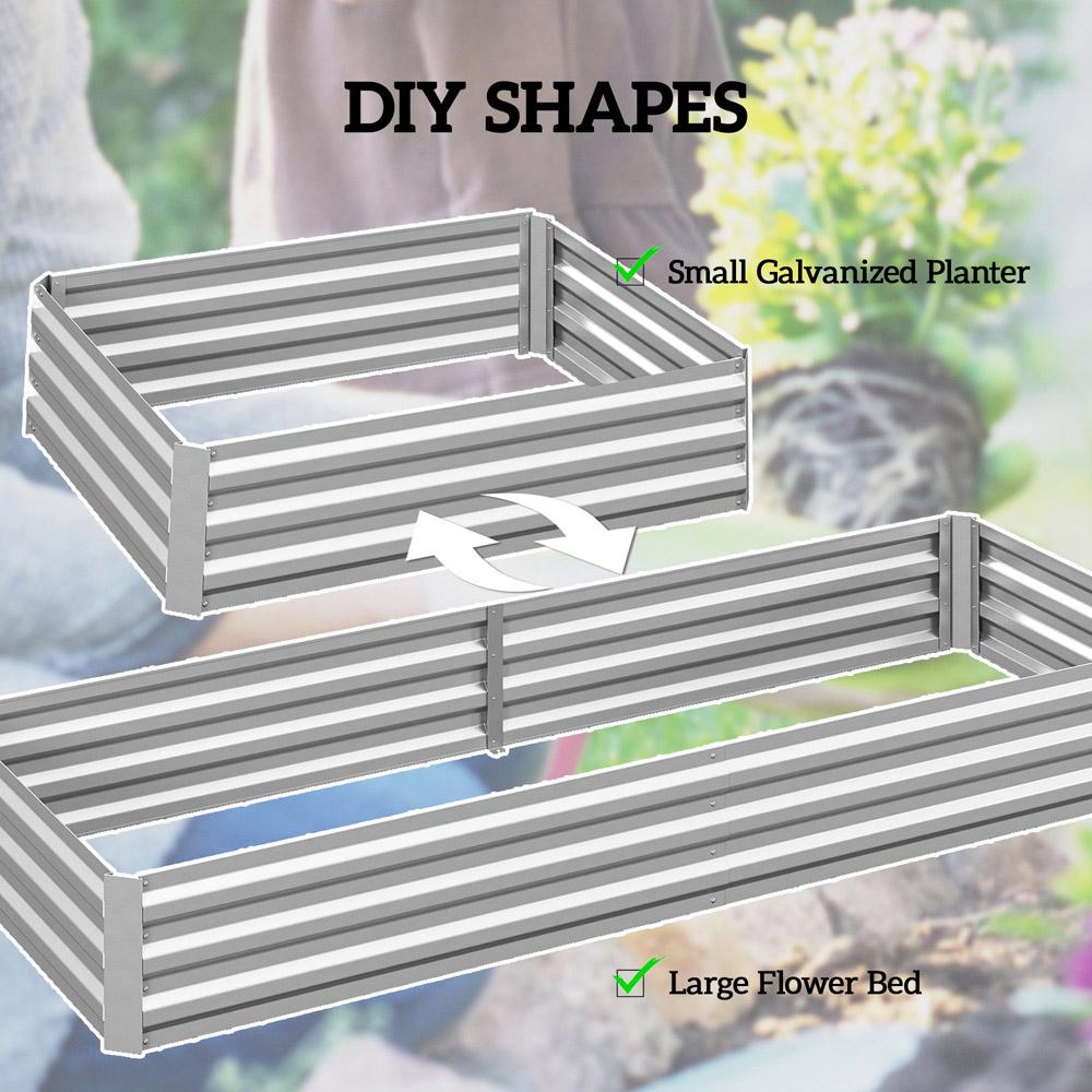 Outsunny Galvanised Raised Silver Metal Planter Box Image 5