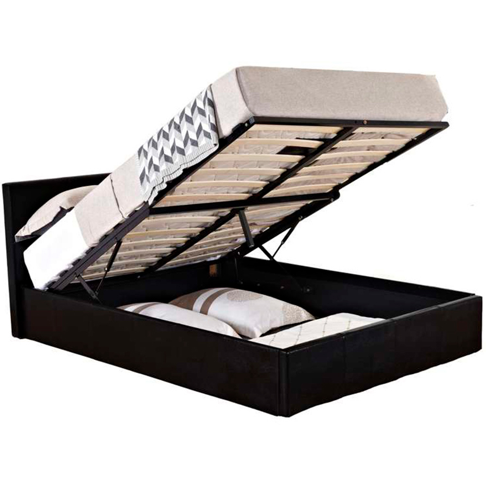 Berlin Double Black Faux Leather Ottoman Bed Image 5