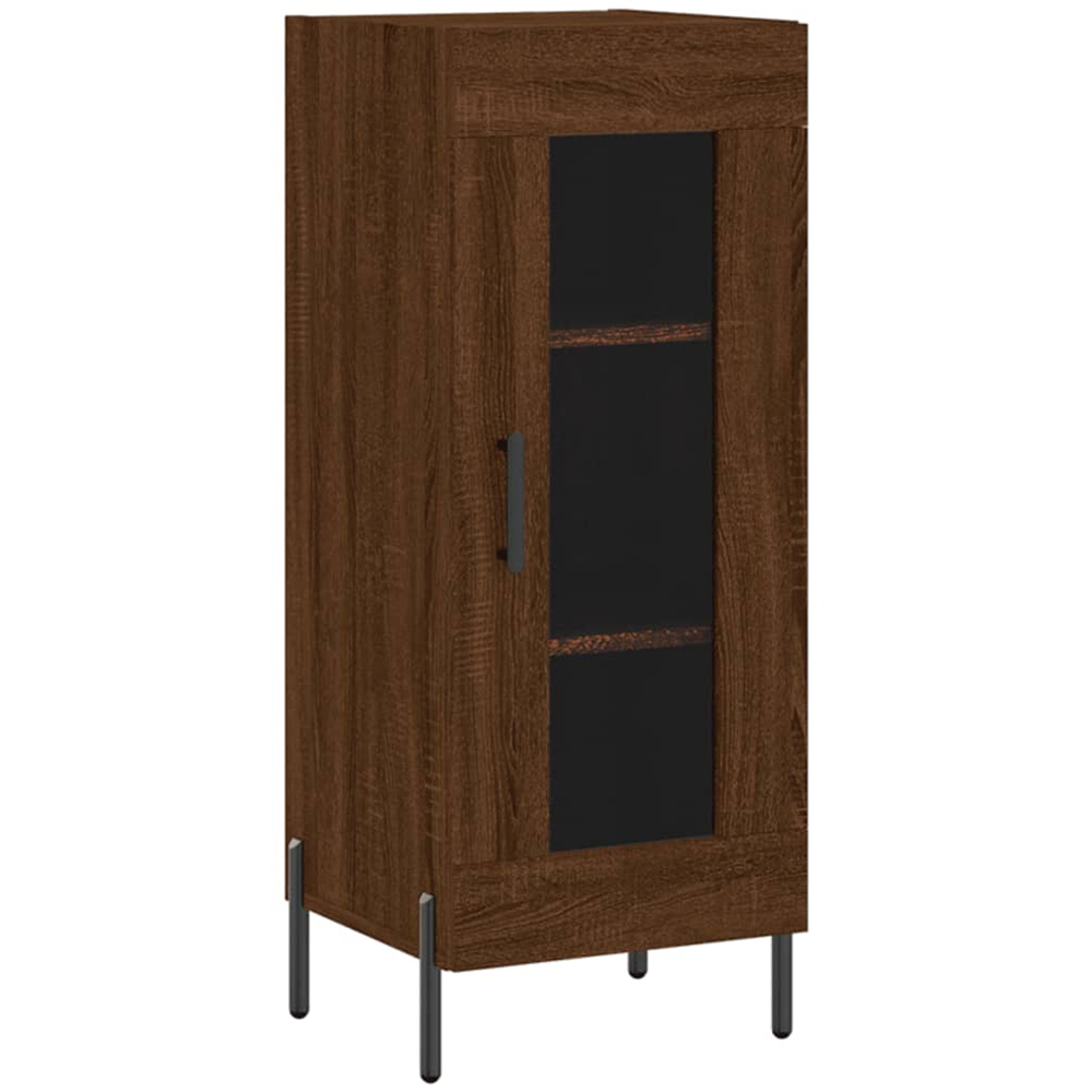vidaXL Single Glass Door Brown Oak Sideboard Image 2